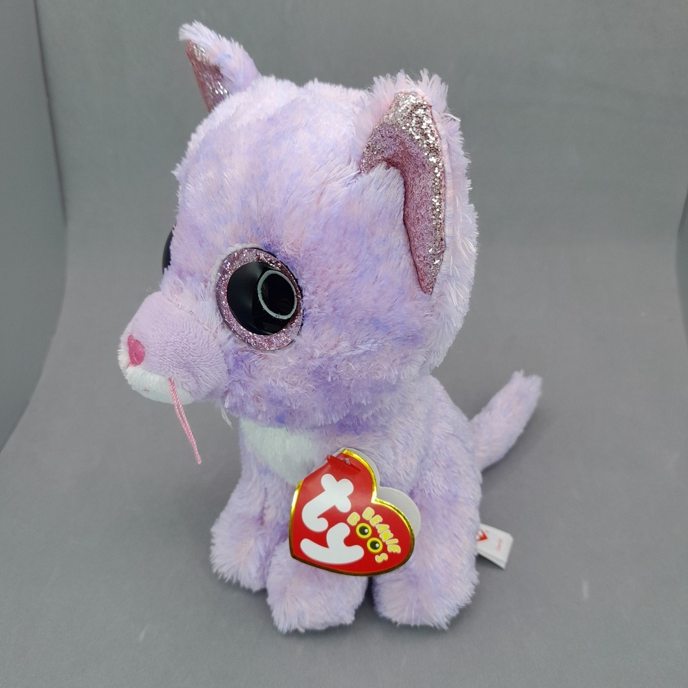 Ty Beanie Boos Cassidy Lavender Cat Purple Glitter Eyes Plush 6 inch NWT - Picture 4 of 8